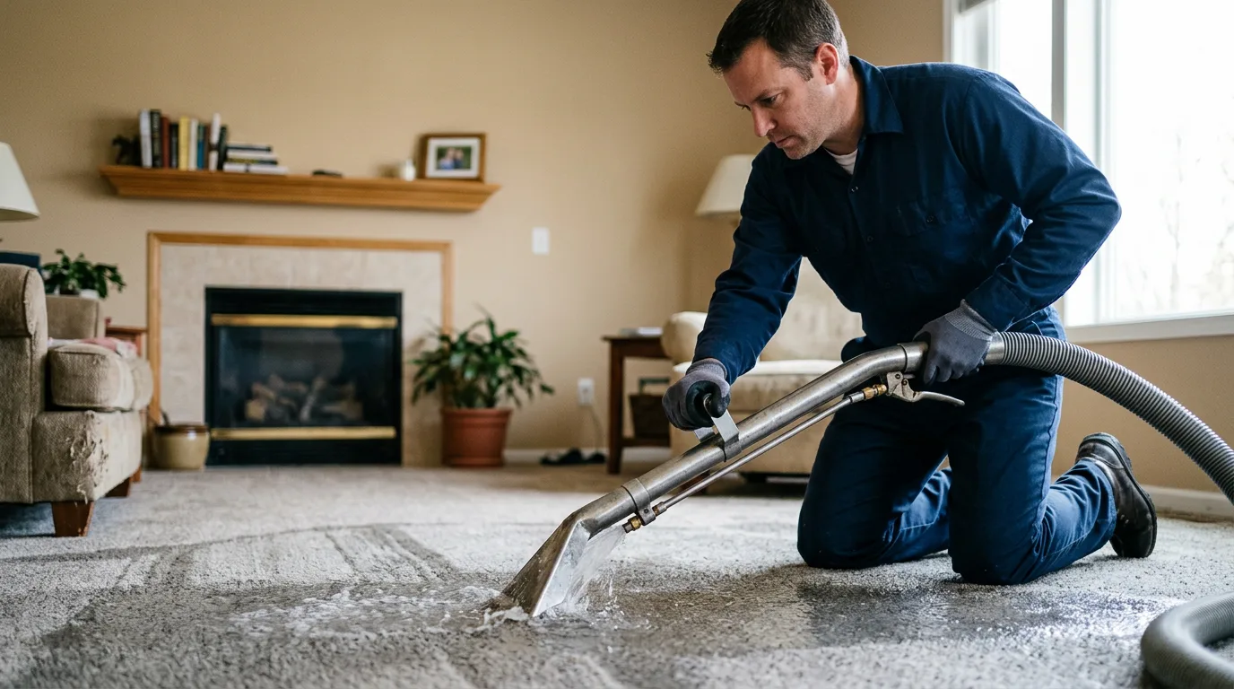 Water damage restoration technician working near Hopeton, OK
